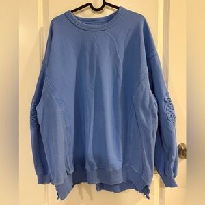 Aerie Oversized Light Blue Ribbed Crewneck Top